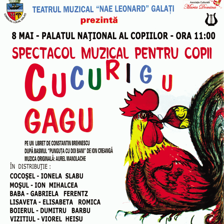 In acest week-end,“Cucurigu Gagu” revine la Palatul National al Copiilor