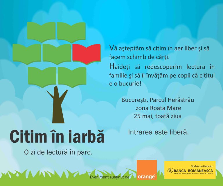 Citim în iarbă, în Herăstrău.