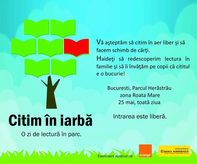 Citim in iarba. O zi de lectura in parc. Un eveniment pentru toata familia.