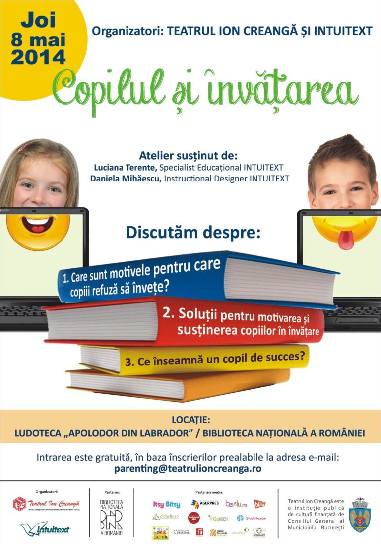 „Copilul şi invatarea” – un nou atelier gratuit dedicat parintilor