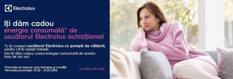 Cumpara un uscator de rufe Electrolux, si primesti o reducere echivalenta cu valoarea energiei consumate de acesta timp de 2 ani