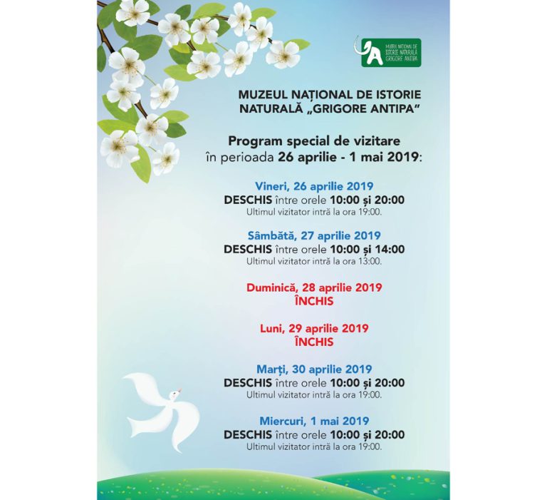 Muzeul Antipa, deschis în a treia zi de Paște, precum și de 1 mai!