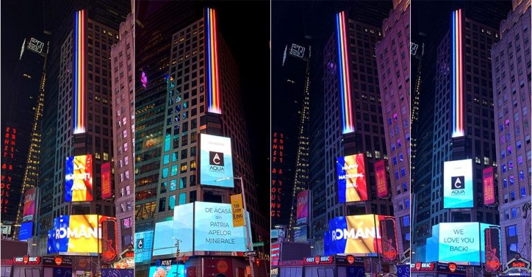 AQUA Carpatica a urat ”La Mulți Ani!” României din Times Square, New York City